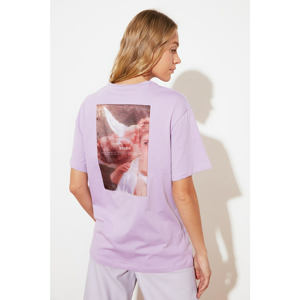 Trendyol Lila Boyfriend Knitted T-Shirt