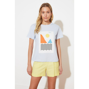 Trendyol Light Blue Semifitted Knitted T-Shirt