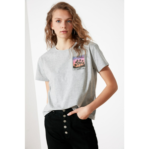 Trendyol Grey Semi-Fitted Knitted T-Shirt