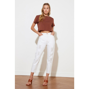 Trendyol High Waist Mom Jeans WITH White Ripped DetailING