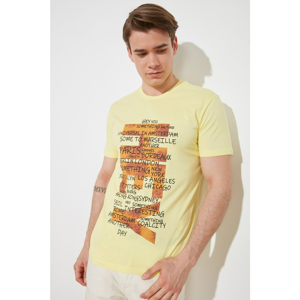 Trendyol Yellow Men's Regular Fit Printed Short Sleeve T-Shirt