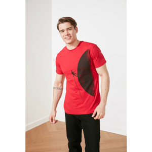 Trendyol Red Men's Regular Fit Printed Short Sleeve T-Shirt