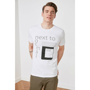 Trendyol White Male Regular Fit Printed Short Sleeve T-Shirt