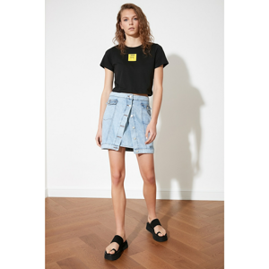 Trendyol Mini Denim Skirt WITH Blue Front Button