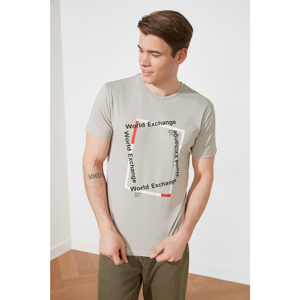 Trendyol Grey Men's Regular Fit Printed Short Sleeve T-Shirt
