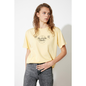 Trendyol Yellow Boyfriend Knitted T-Shirt