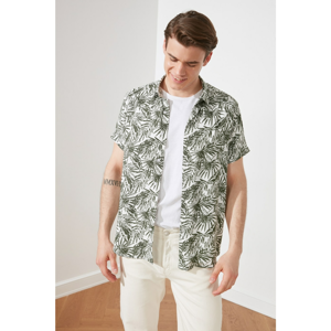 Trendyol Green Men's Regular Fit Shirt Collar Short Sleeve Tropical Shirt