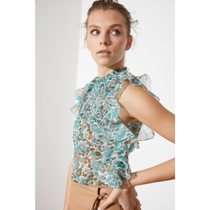 Trendyol Blue Flywheel Blouse