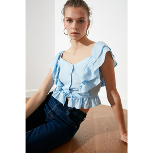 Trendyol Blue Flywheel Blouse