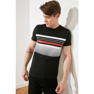 Trendyol Black Men's Regular Fit Bike Collar Short Sleeve Printed T-Shirt