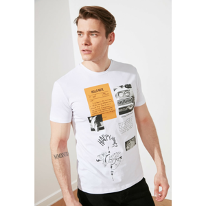 Trendyol White Male Regular Printed Fit Short Sleeve T-Shirt