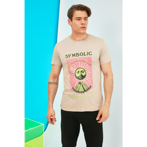 Trendyol Stone Men's Regular Fit Printed Short Sleeve T-Shirt