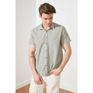 Trendyol Khaki Men's Regular Fit Buttoned Collar Short Sleeve Squared Shirt