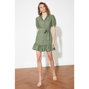 Trendyol Khaki Belt ButtonEd Dress