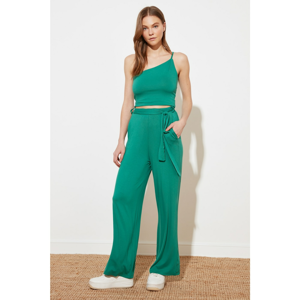 Trendyol Emerald Green Flare Knitted Pants