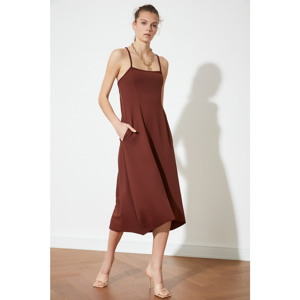 Trendyol Brown Back Detailed Knitted Dress