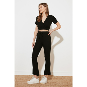 Trendyol Black Asymmetrical Leg Detail knitted trousers