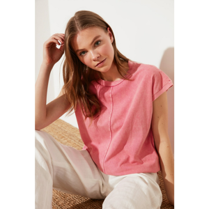 Trendyol Basic Knitted T-Shirt WITH Pink Wash