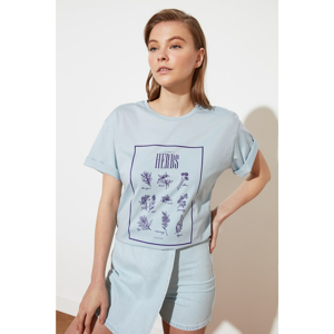 Trendyol Blue Boyfriend Knitted T-Shirt