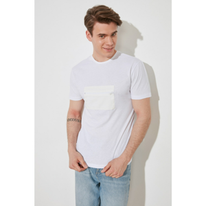 Trendyol White Male Regular Fit Short Sleeve Zip Detail T-Shirt