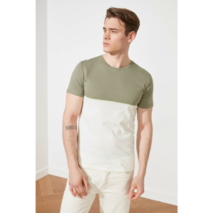Trendyol Khaki Men Slim Fit Short Sleeve Color Block T-Shirt
