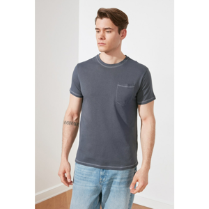 Trendyol Navy Blue Men's Regular Fit Short Sleeve Karioca Stitched T-Shirt