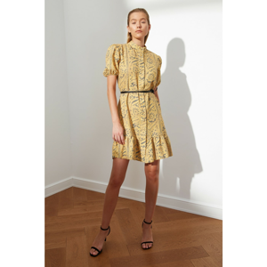 Trendyol Mustard Belt Patterned Dress