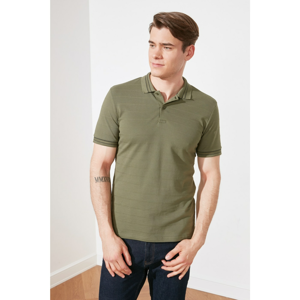 Trendyol Khaki Men's Short Sleeve Slim Fit Textured Polo Neck T-shirt