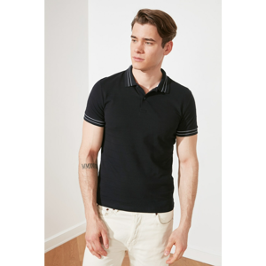 Trendyol Navy Blue Men's Short Sleeve Slim Fit Textured Polo Neck T-shirt