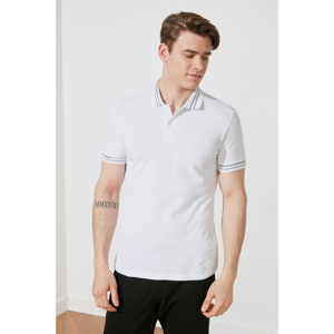 Trendyol White Male Short Sleeve Slim Fit Textured Polo Neck T-shirt