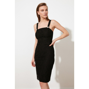 Trendyol Black Stone Button Detail Lace Dress