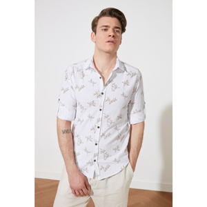 Trendyol Ekru Men Slim Fit Shirt Collar Printed Epaulette Shirt
