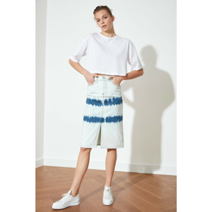 Trendyol Midi Denim Skirt with Ecru Batik Wash