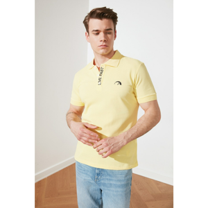 Trendyol Yellow Men Slim Fit Short Sleeve Printed Polo Neck T-shirt