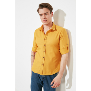 Trendyol Mustard Men's Shirt Collar Slim Fit Epaulette Shirt