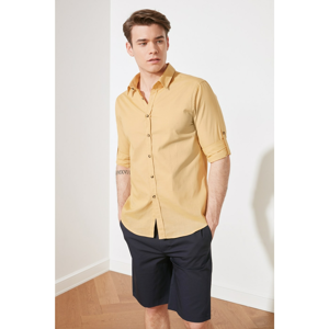Trendyol Mustard Men Slim Fit Shirt Collar Epaulette Shirt