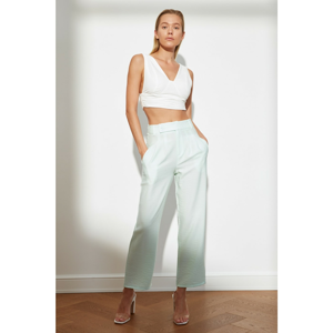 Trendyol Light Green Pleated Cast Ankle Length Pants