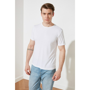 Trendyol White Male Slim Fit Bike Collar Short Sleeve T-Shirt