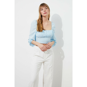 Trendyol Light Blue Crop Blouse