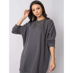 Dark gray melange oversize sweatshirt dress