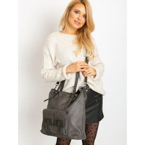 Large gray eco leather bag