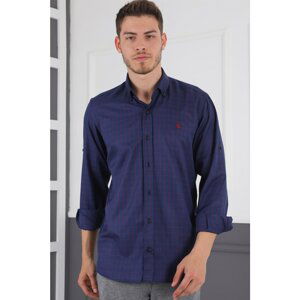 G720 DEWBERRY MEN'S SHIRT-LACİVERT- BURGUNDY