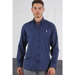 G720 DEWBERRY MEN'S SHIRT-LACİVERT - WHITE