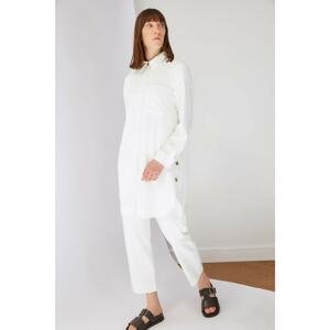Trendyol Ecru Pocket and Button Detailed Tunic