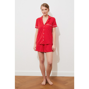 Trendyol Red Polka Dot Knitted Pajamas Set
