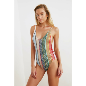 Trendyol Colorful Ethnic Patterned Textured Swimsuit