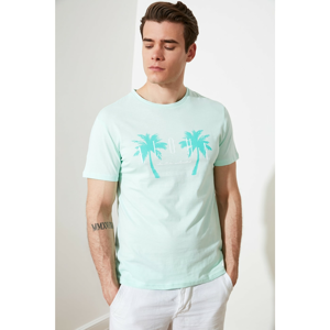 Trendyol Mint Men's Regular Fit Crew Neck Short Sleeve Printed T-Shirt