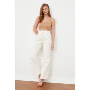 Trendyol White Waist Tassel Detail High Waist Wide Leg Jeans