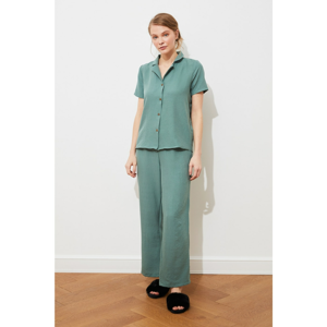 Trendyol Green Woven Pajamas Set