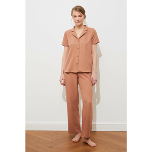 Trendyol Cinnamon Woven Pajamas Set